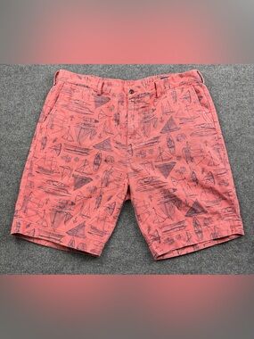 Men's Polo Ralph Lauren Sailboat Print Casual Shorts, Nantucket Red, Size 40